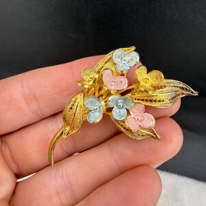 Vintage 800 Spun Silver Brooch Filigree Floral